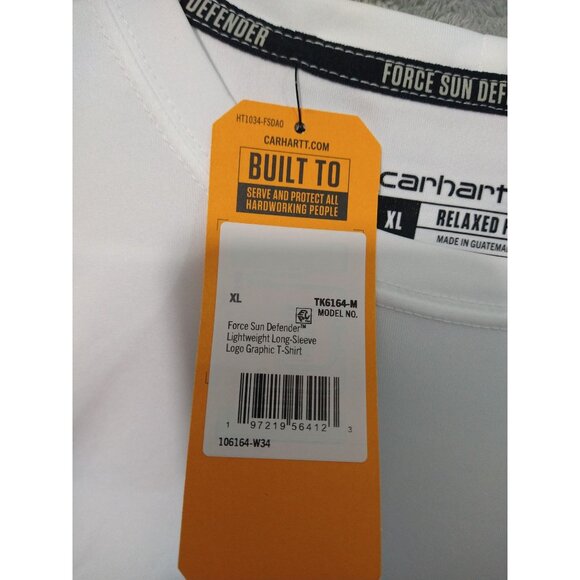 Carhartt Shirt Mens XL White Force Relaxed Fit Long Sleeve Sun Defender - Picture 6 of 10